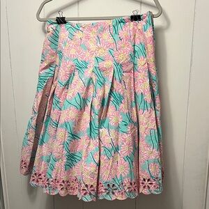 Lily Pulitzer dandelion Floral Pink and Green Women's Skirt size 10